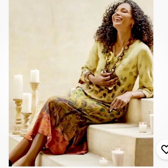 Soft Surroundings Boho Midi Dress Ombre Jungle Print Dolman Sleeves Size XL - Picture 3 of 12